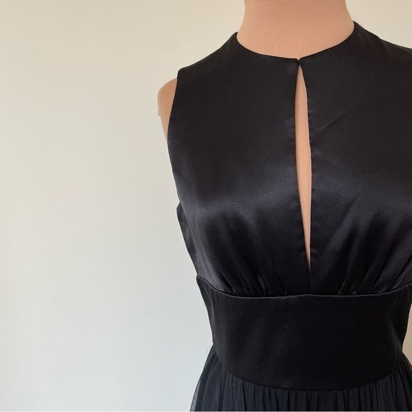 Frank Agostino m Silk Black Sleeveless Front Cut Out Fit Flare Cocktail Dress 4 - Picture 5 of 11